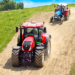 Tractor Trolley Driving Cargo
